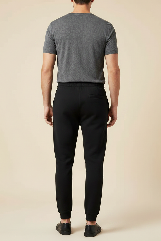 Pantalon Noir Homme Jogger Cordon Décontracté - Molleton - vue 2