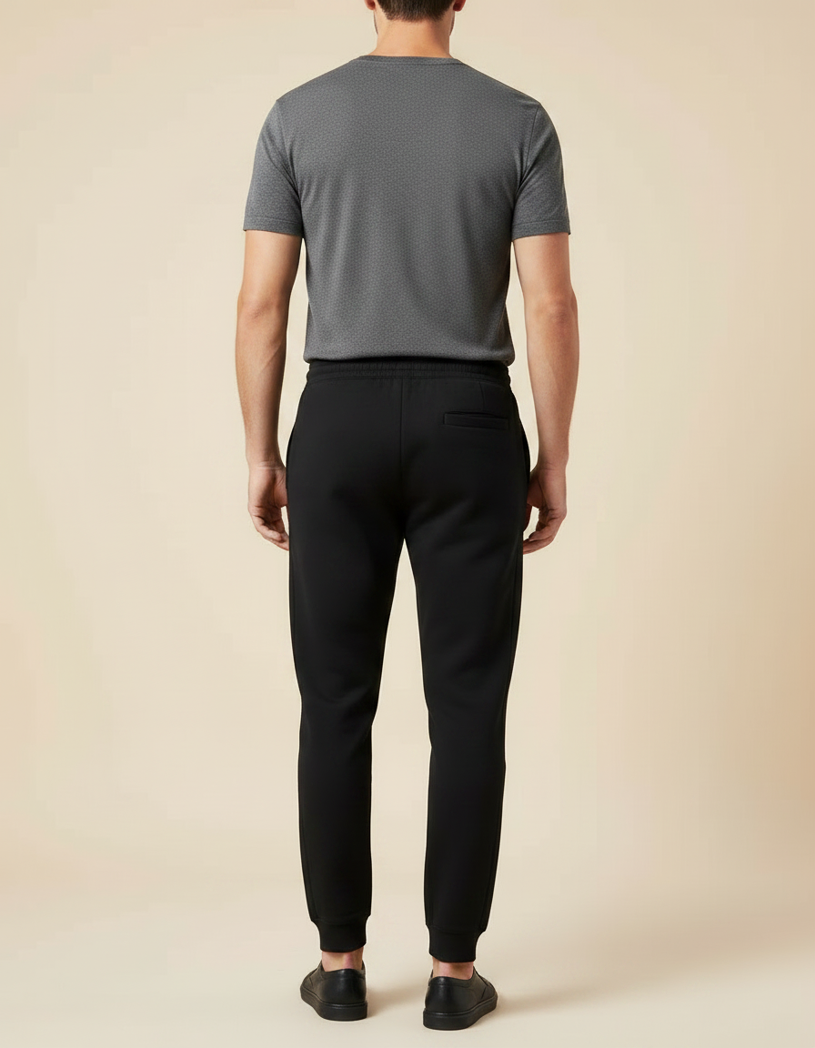 Pantalon Noir Homme Jogger Cordon Décontracté - Molleton - vue 2