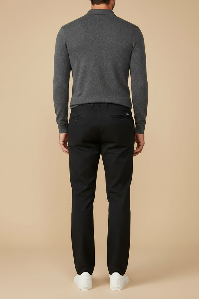 Pantalon Noir Classique Droit Coton Décontracté Homme - vue 2