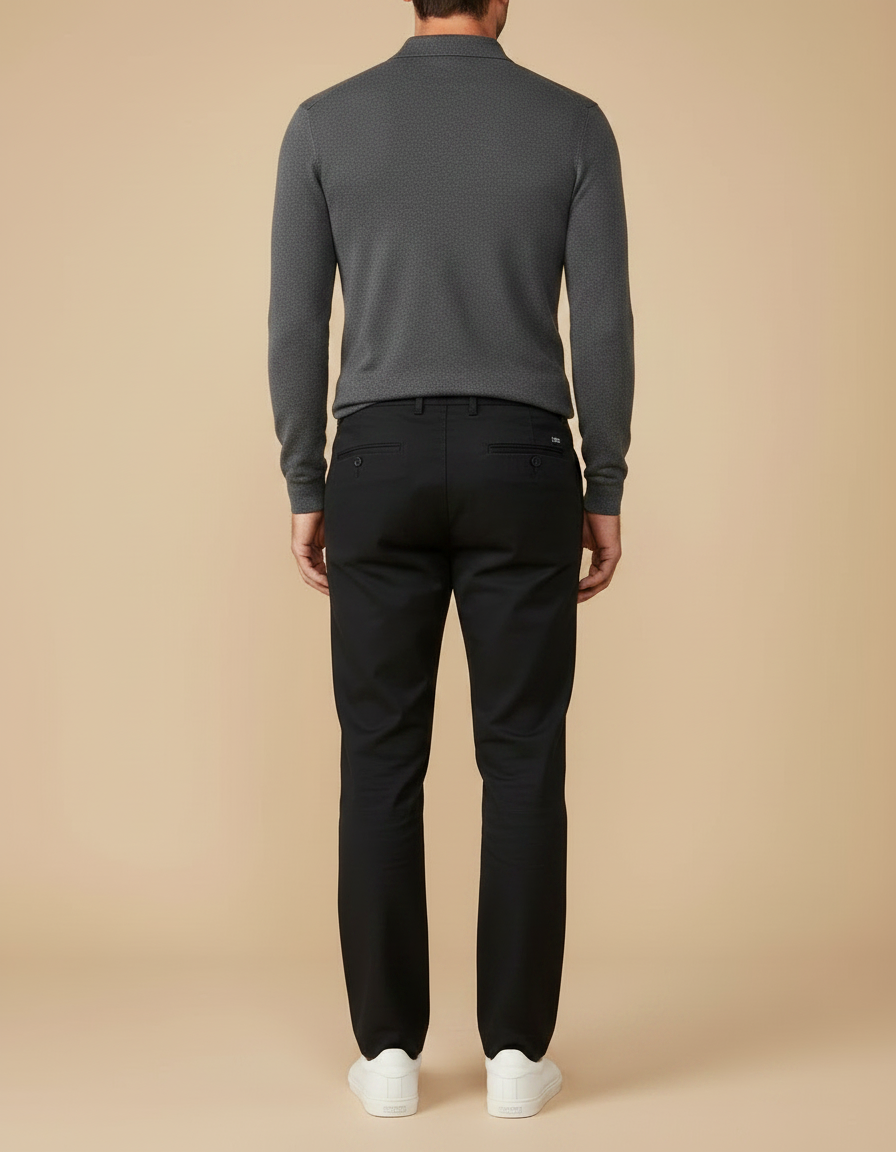 Pantalon Noir Classique Droit Coton Décontracté Homme - vue 2