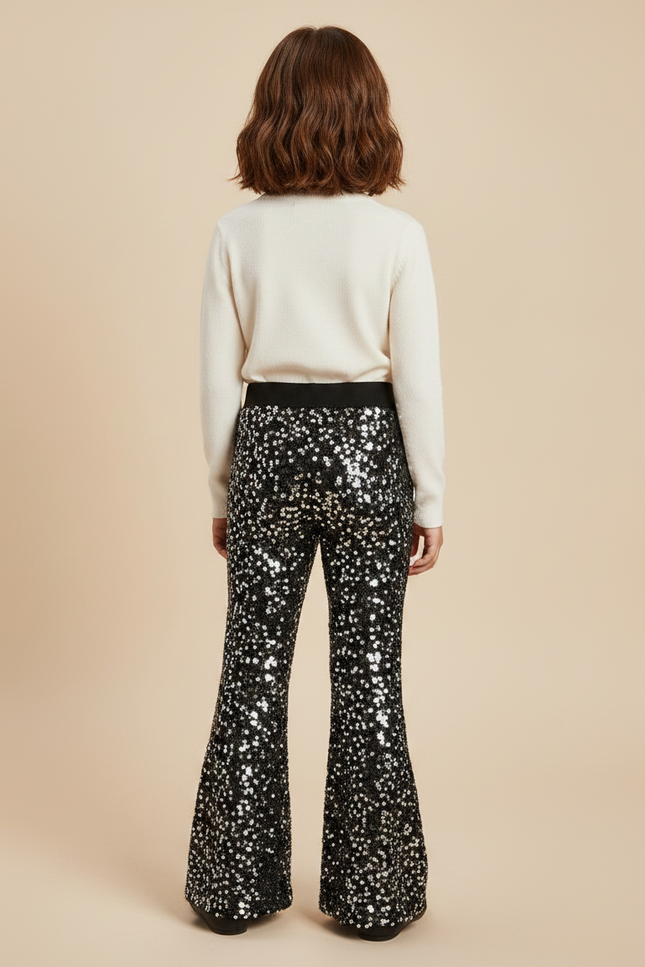 Pantalon Paillettes Noir - Polyester - vue 2