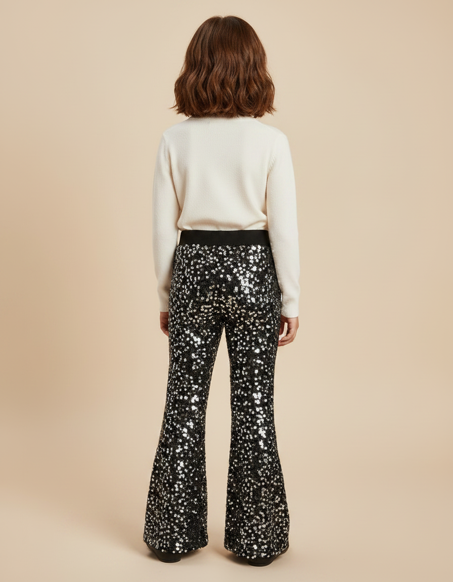 Pantalon Paillettes Noir - Polyester - vue 2
