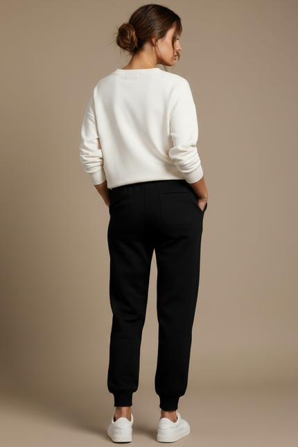 Pantalon Noir Molletonné Confortable Sport Décontracté Femme - vue 2