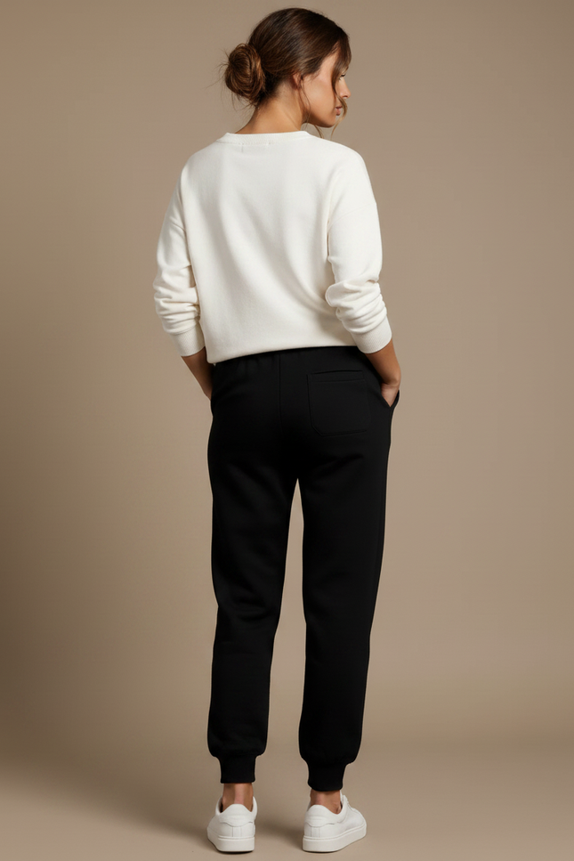 Pantalon Noir Molletonné Confortable Sport Décontracté Femme - vue 2