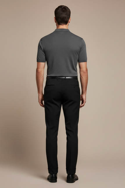 Pantalon Noir Homme Droit Élégant Business Classique - Polyester - vue 2