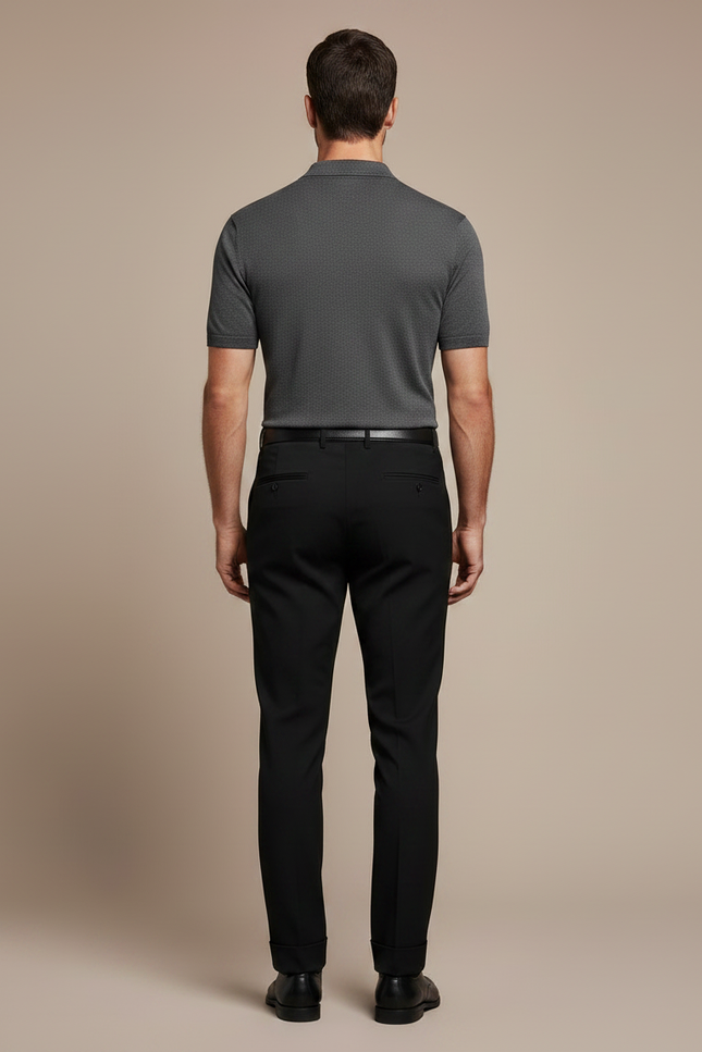 Pantalon Noir Homme Droit Élégant Business Classique - Polyester - vue 2