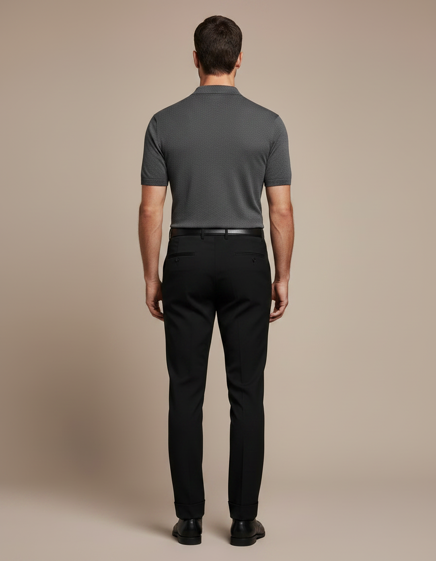 Pantalon Noir Homme Droit Élégant Business Classique - Polyester - vue 2