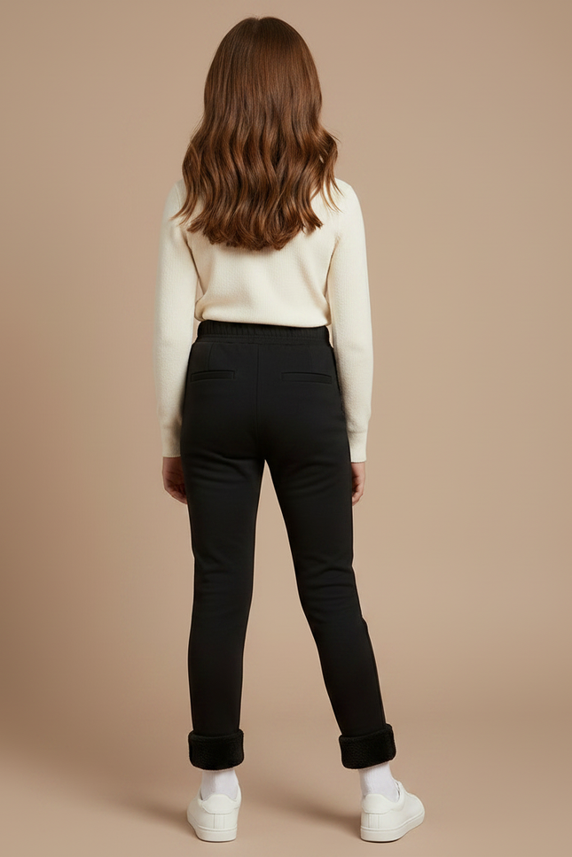 Pantalon Noir Fille Chaud Doux Hiver - Molleton - vue 2