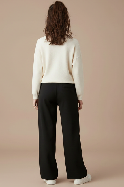 Pantalon Noir Large Décontracté Fluide Fille - Viscose - vue 2