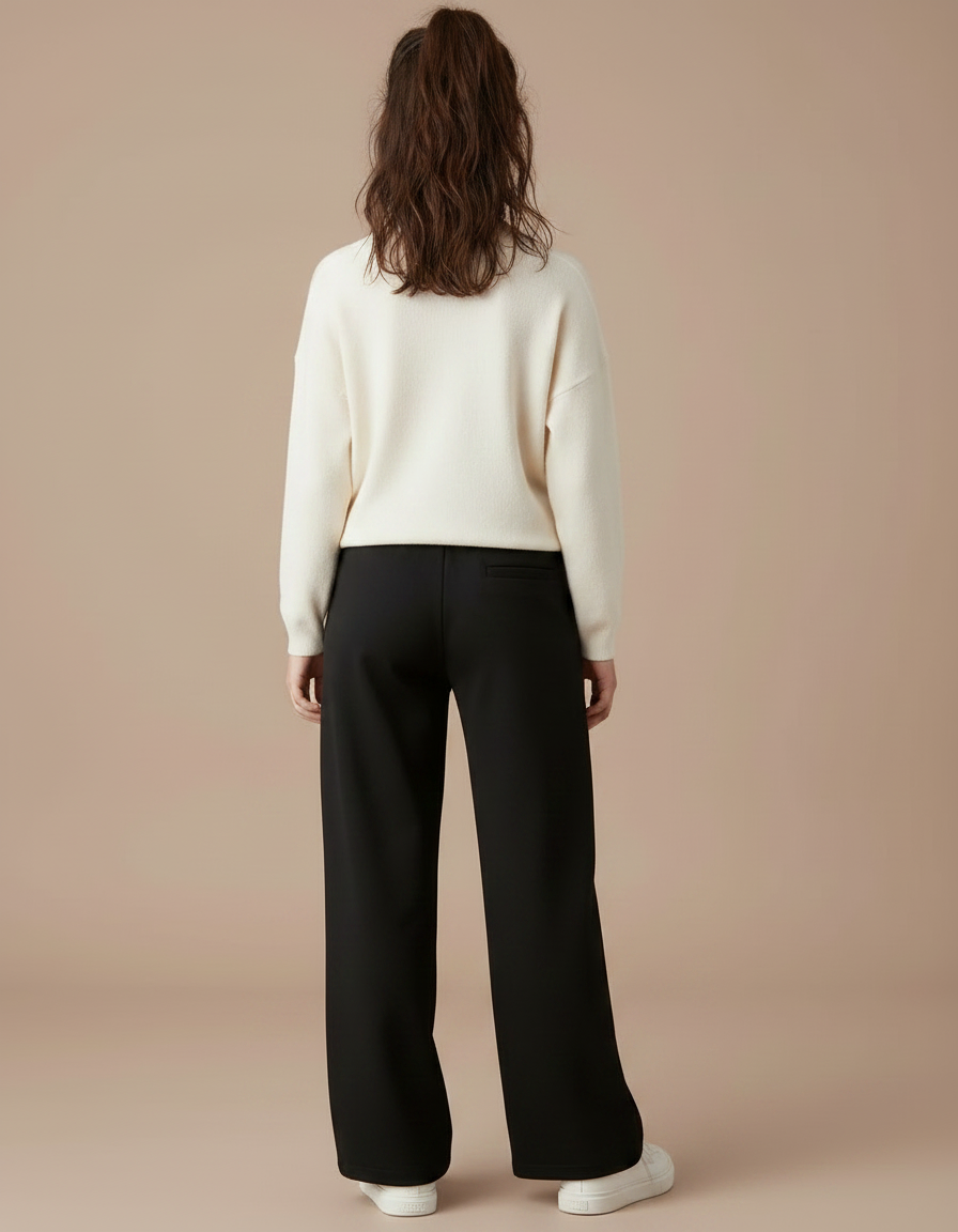 Pantalon Noir Large Décontracté Fluide Fille - Viscose - vue 2
