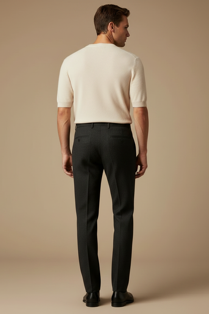 Pantalon Noir Laine Droit Formel Homme Élégant - Gris - vue 2