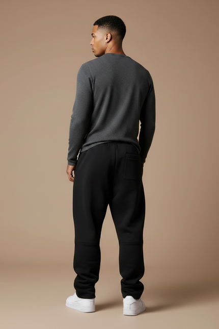 Pantalon Noir Imprimé Graphique Ample Décontracté Homme - Molleton - vue 2