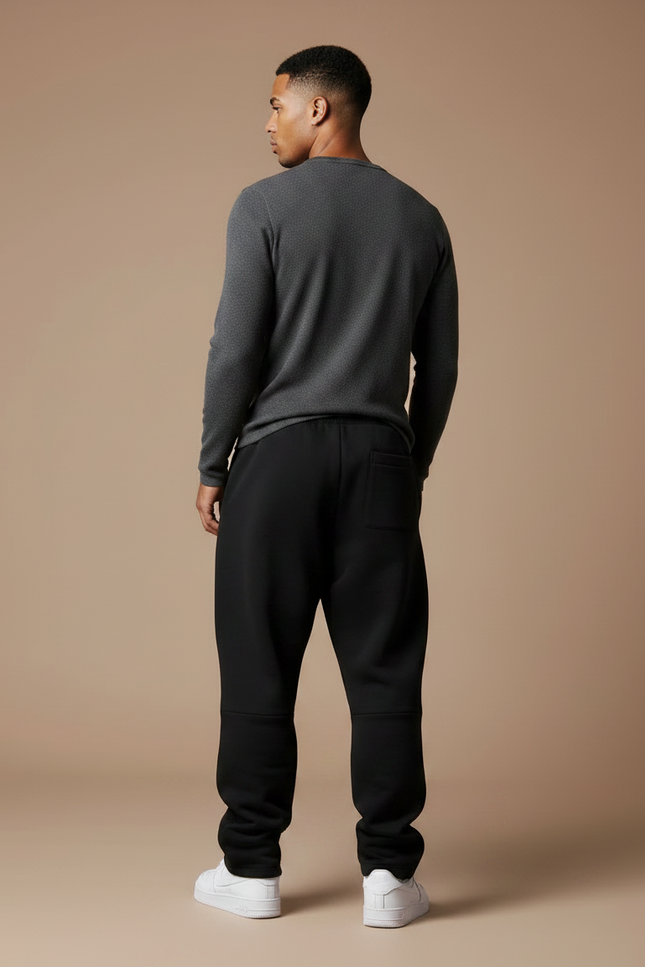 Pantalon Noir Imprimé Graphique Ample Décontracté Homme - Molleton - vue 2