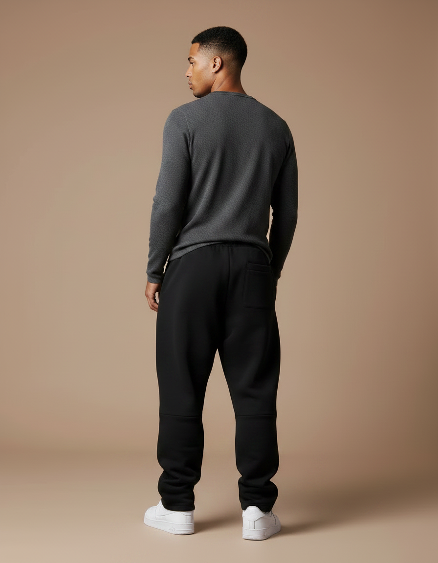 Pantalon Noir Imprimé Graphique Ample Décontracté Homme - Molleton - vue 2