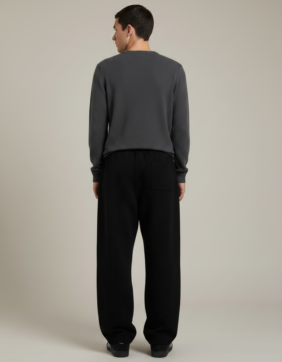 Pantalon Noir Ample Décontracté Cordon Sportswear Homme - Molleton - vue 2