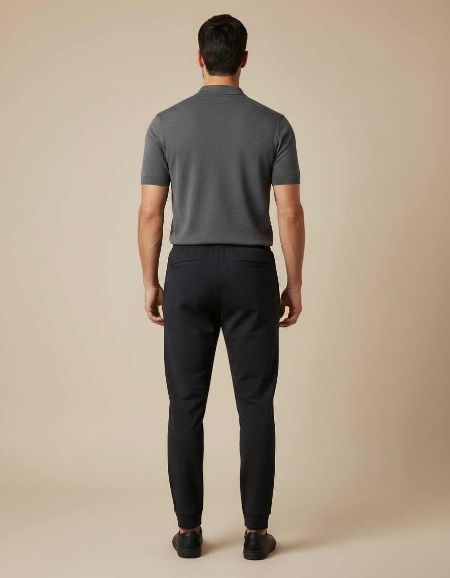 Pantalon Noir Jogger Homme Casual Uni Confortable - Polyester - vue 2