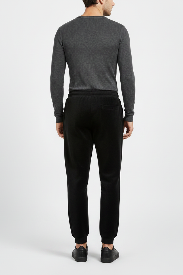 Pantalon Noir Molletonné Confortable Cordon Sport - vue 2