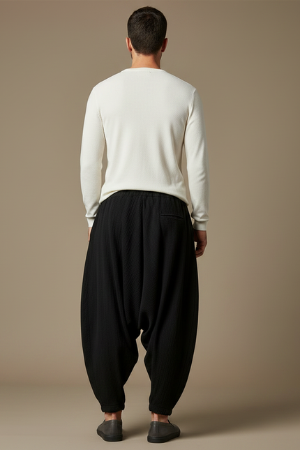 Pantalon Sarouel Noir Homme - Lin - vue 2