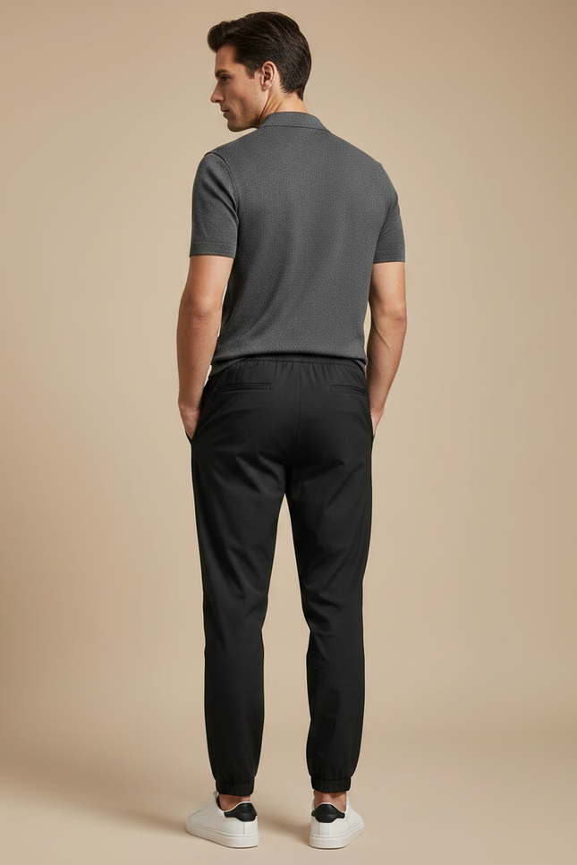 Pantalon Noir Jogging Sportif Ajusté Décontracté - Polyester - vue 2
