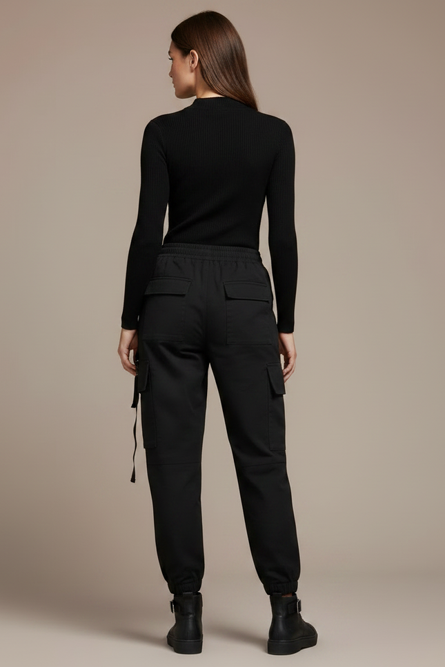 Pantalon Noir Avec Chaine - Toile - vue 2