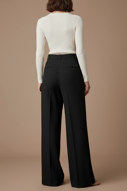 Pantalon De Tailleur Femme Noir - Gabardine - vue 2