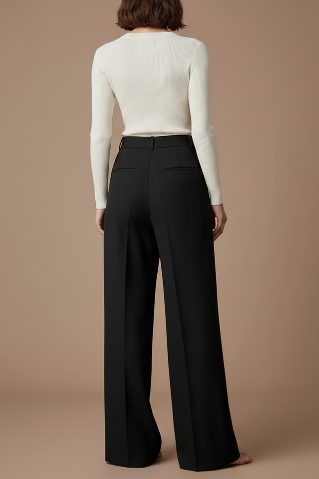 Pantalon De Tailleur Femme Noir - Gabardine - vue 2
