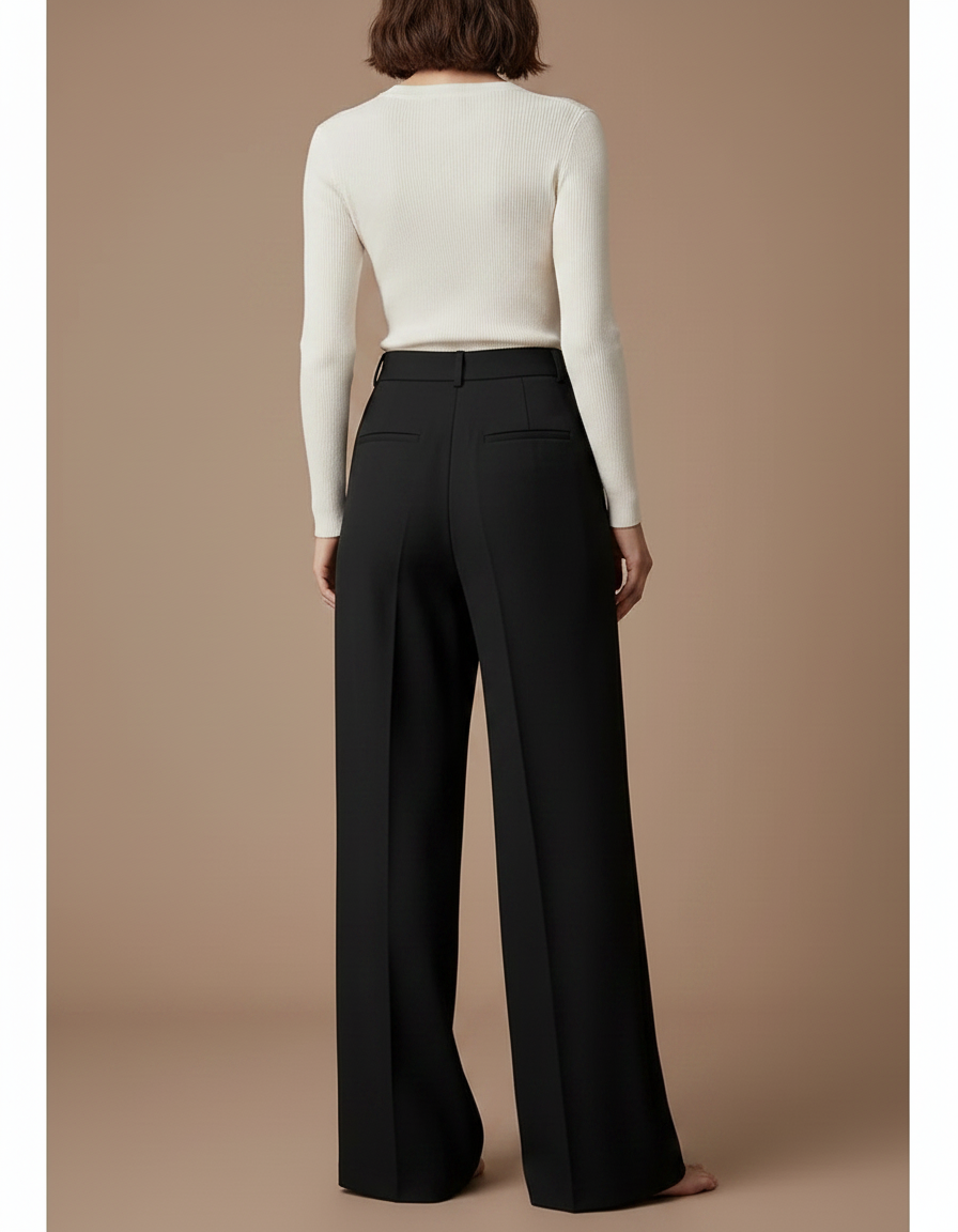 Pantalon De Tailleur Femme Noir - Gabardine - vue 2