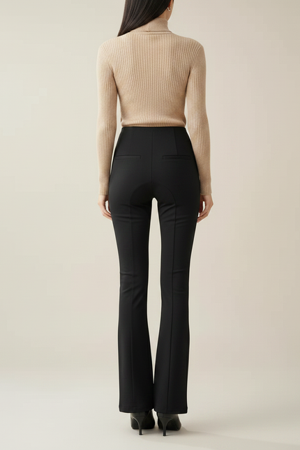Pantalon Flare Noir Femme - Maille - vue 2