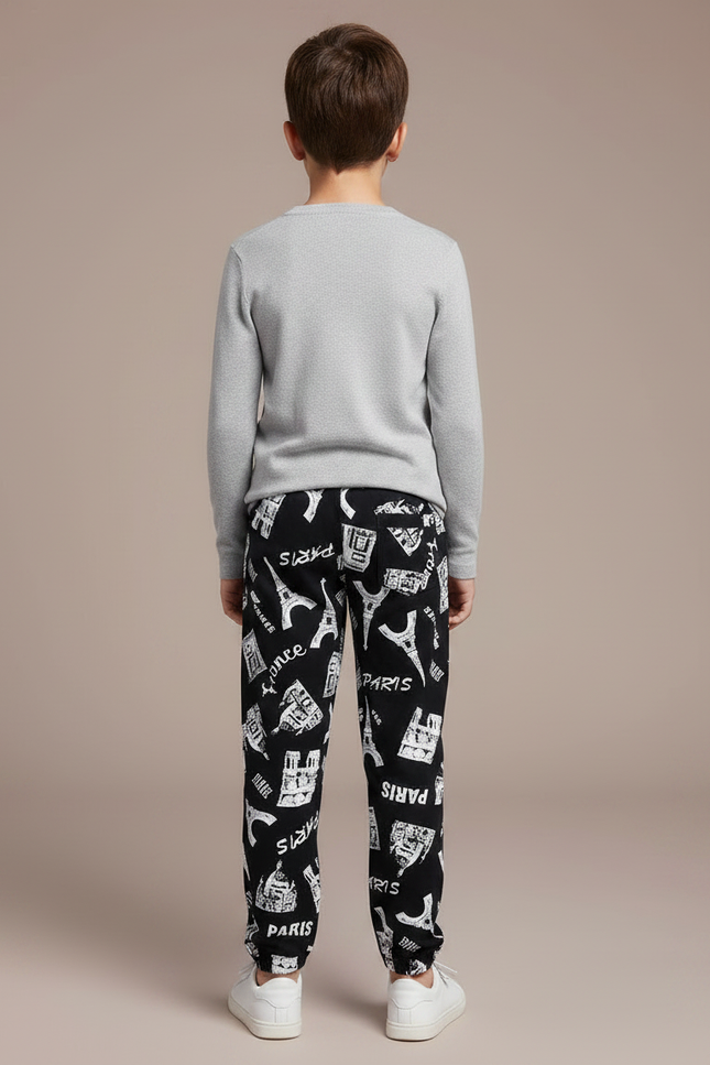 Pantalon Noir Imprimé Paris Enfant Décontracté - Molleton - vue 2