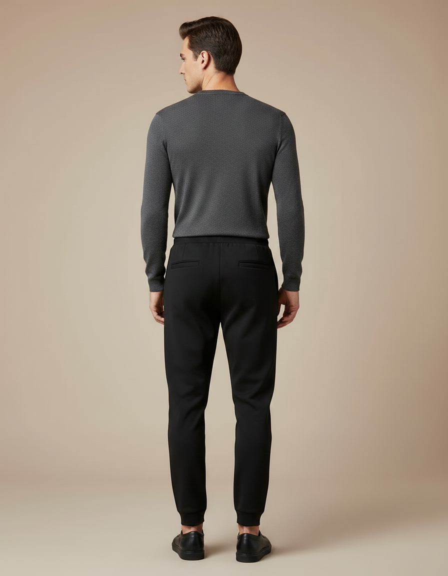 Pantalon Noir Homme Sport Élégant Décontracté Cordon - Maille - vue 2