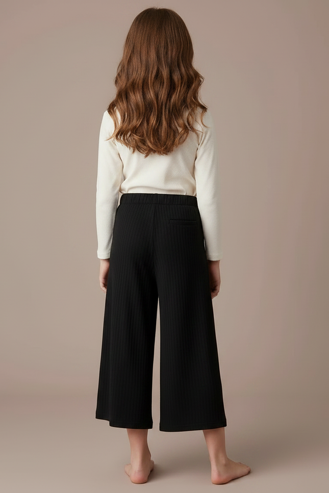 Pantalon Culotte Noir - Maille - vue 2