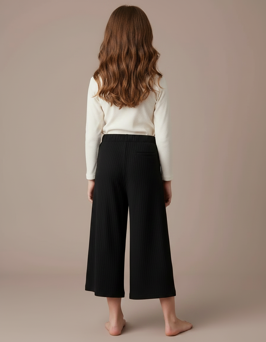 Pantalon Culotte Noir - Maille - vue 2