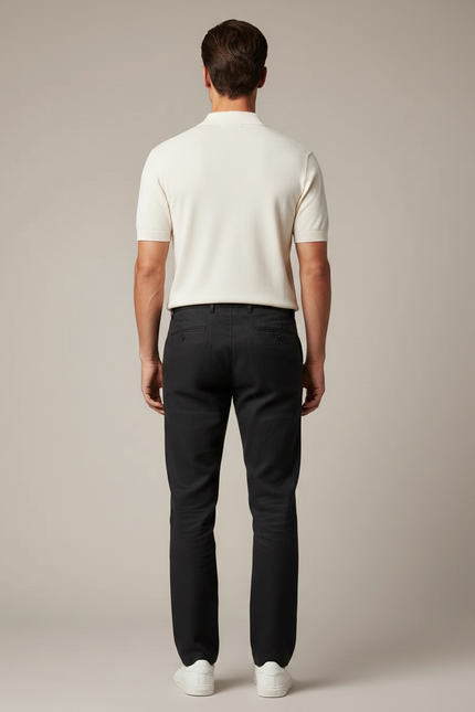 Pantalon Noir Lin Droit Décontracté Homme Confortable - vue 2