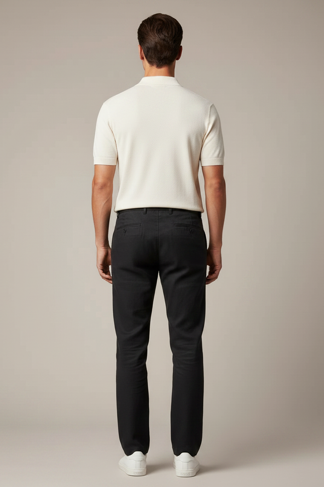 Pantalon Noir Lin Droit Décontracté Homme Confortable - vue 2