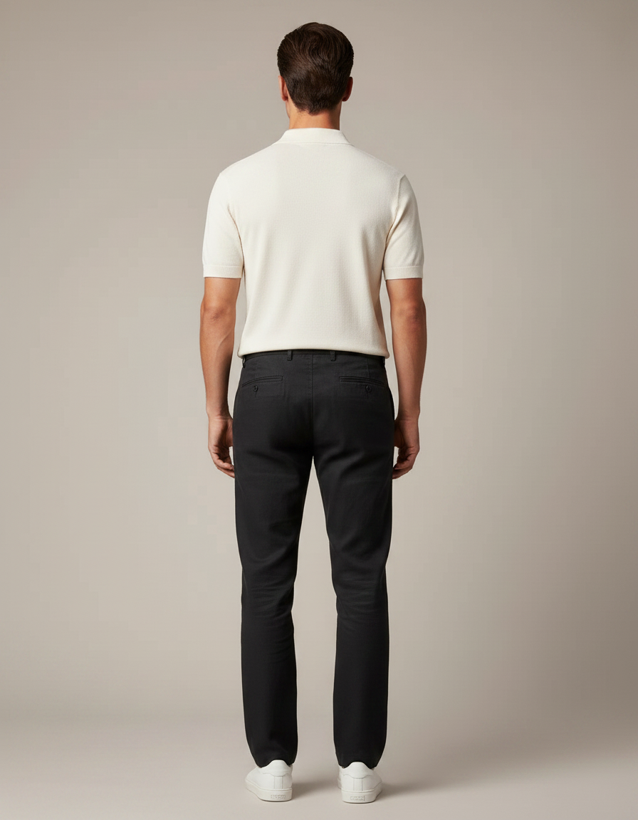 Pantalon Noir Lin Droit Décontracté Homme Confortable - vue 2
