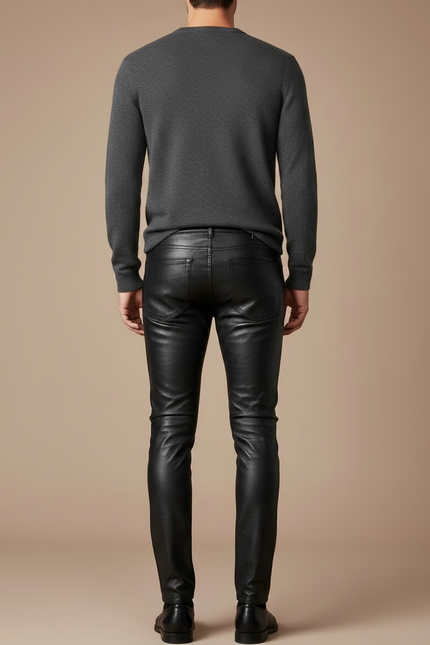 Pantalon Cuir Noir Homme - vue 2