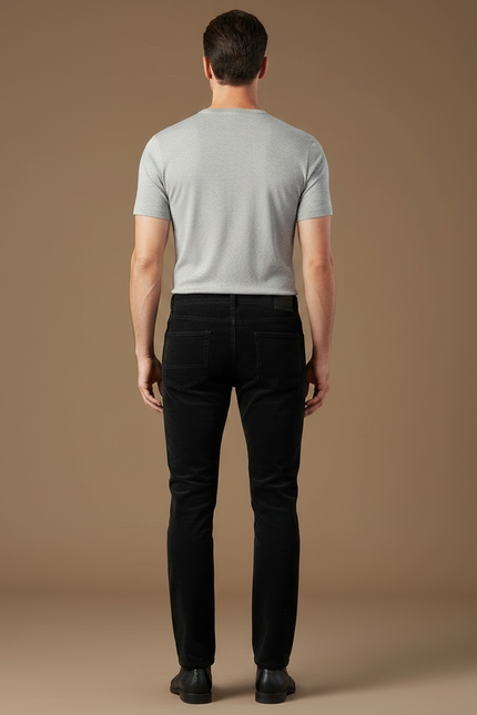 Pantalon Noir Côtelé Décontracté Coupe Droite Homme - Cordé - vue 2