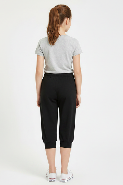Pantalon Noir Fille Capri Coton Confortable Décontracté - vue 2