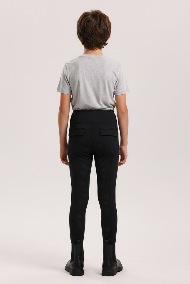 Pantalon Noir Équitation Enfant Silicone Adhérent - Polyester - vue 2