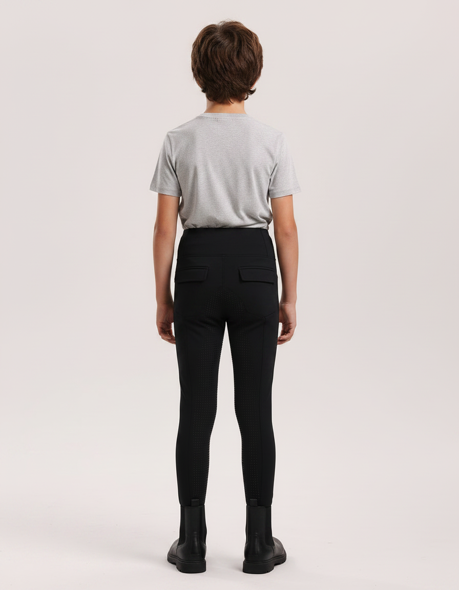 Pantalon Noir Équitation Enfant Silicone Adhérent - Polyester - vue 2