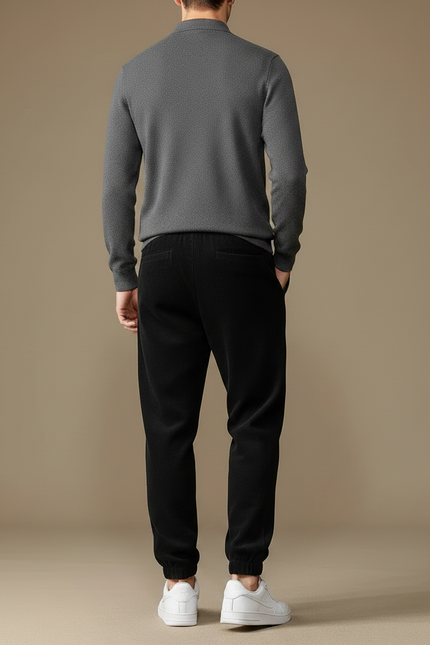 Pantalon Noir Côtelé Décontracté Ample Homme - Cordé - vue 2