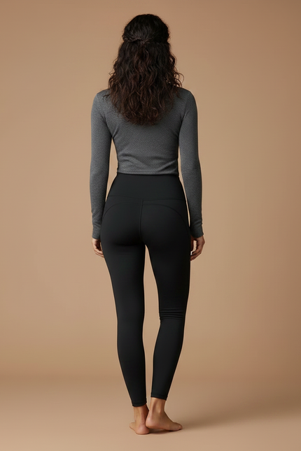 Pantalon Noir Legging Yoga Taille Haute Gainant - Polyester - vue 2