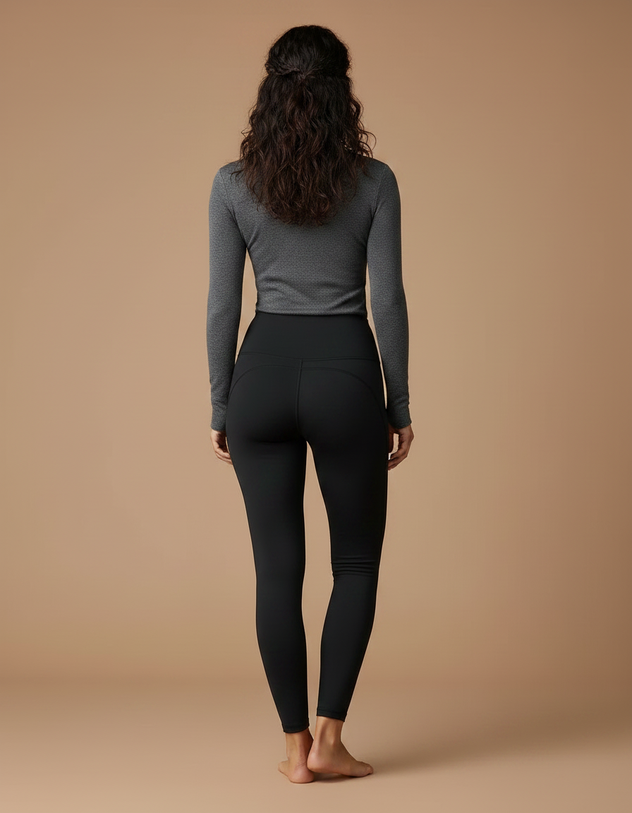 Pantalon Noir Legging Yoga Taille Haute Gainant - Polyester - vue 2