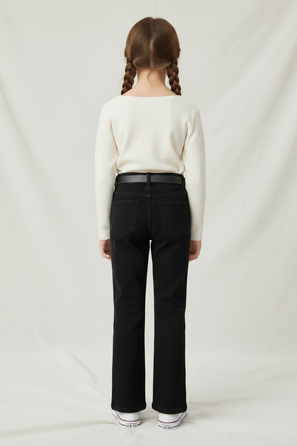 Pantalon Noir Fille Fendu Denim Décontracté - Jean - vue 2