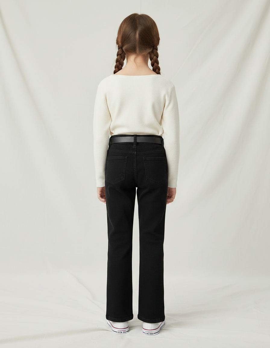 Pantalon Noir Fille Fendu Denim Décontracté - Jean - vue 2