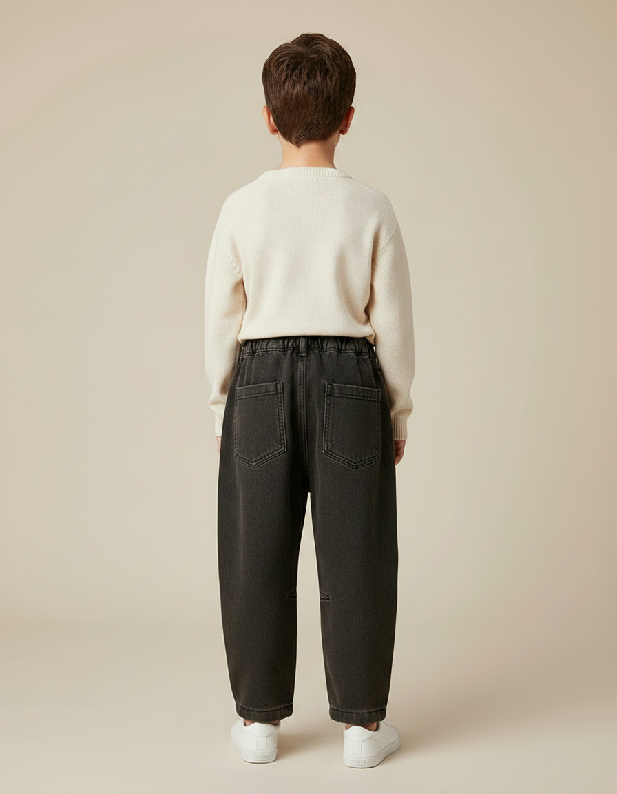 Pantalon Noir Ample Hiver Garçon Denim - Jean - vue 2
