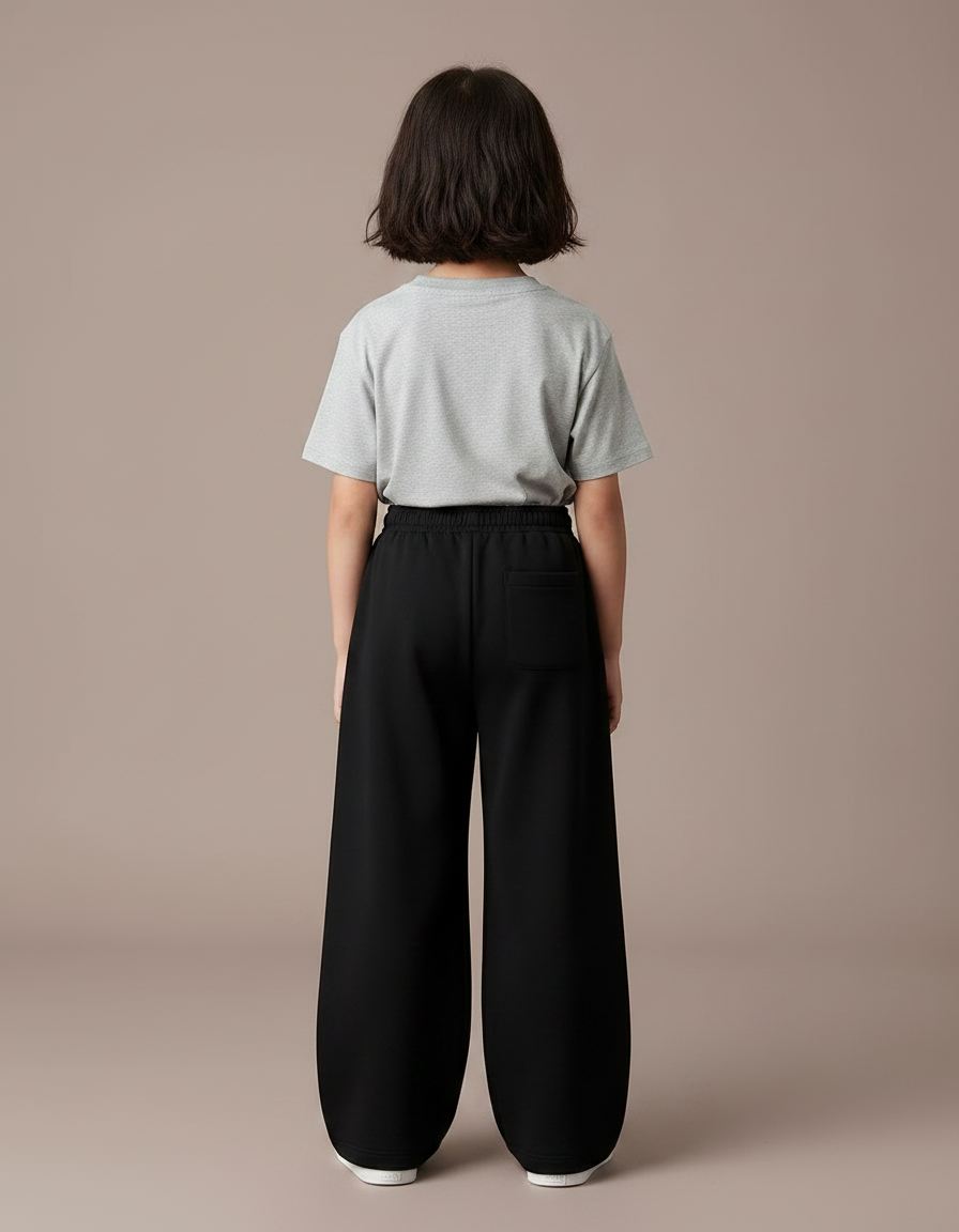 Pantalon Noir Ample Confortable Fille Décontracté - Molleton - vue 2