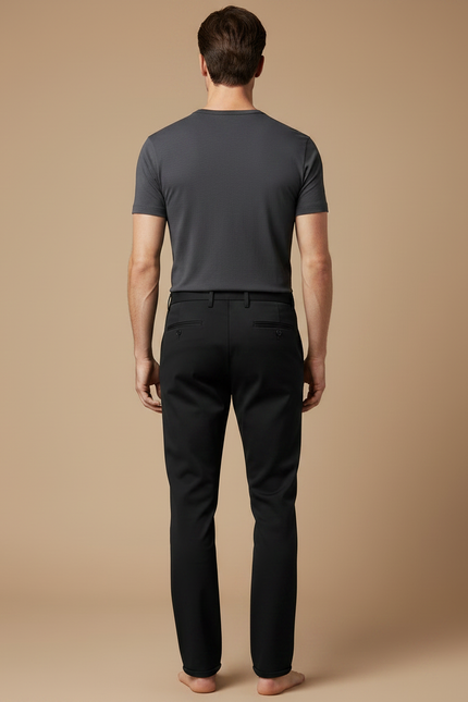 Pantalon Noir Homme Ajusté Droit Élégant Décontracté - Polyester - vue 2