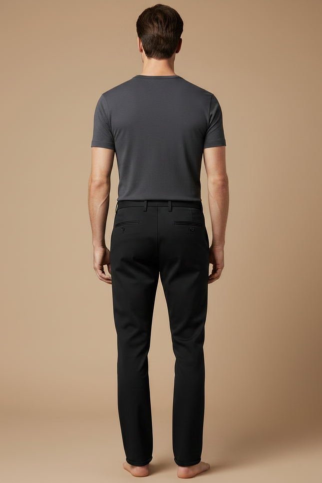 Pantalon Noir Homme Ajusté Droit Élégant Décontracté - Polyester - vue 2