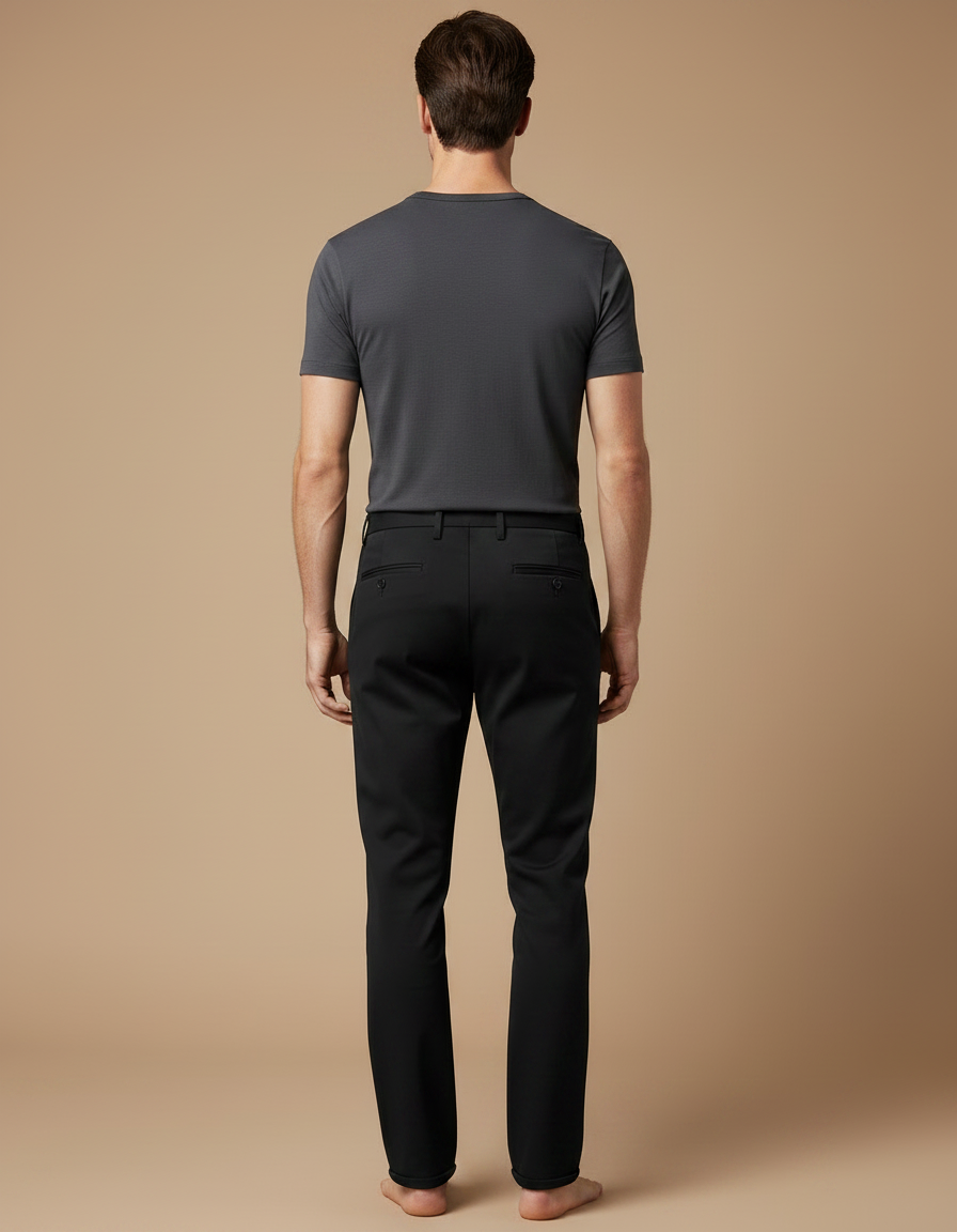 Pantalon Noir Homme Ajusté Droit Élégant Décontracté - Polyester - vue 2